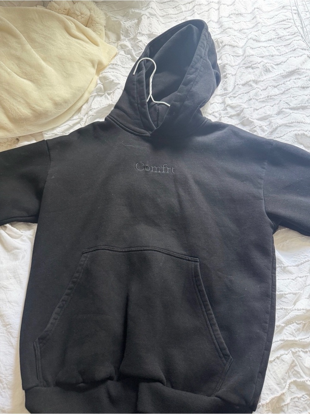 Comfort Embroidered Black Hoodie - Women’s Sweatshirt